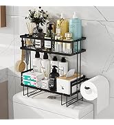 Godboat Bathroom Organizers, 2-Tier Over Toilet Storage, Floating Shelves with 2 Hooks & Paper Ho...