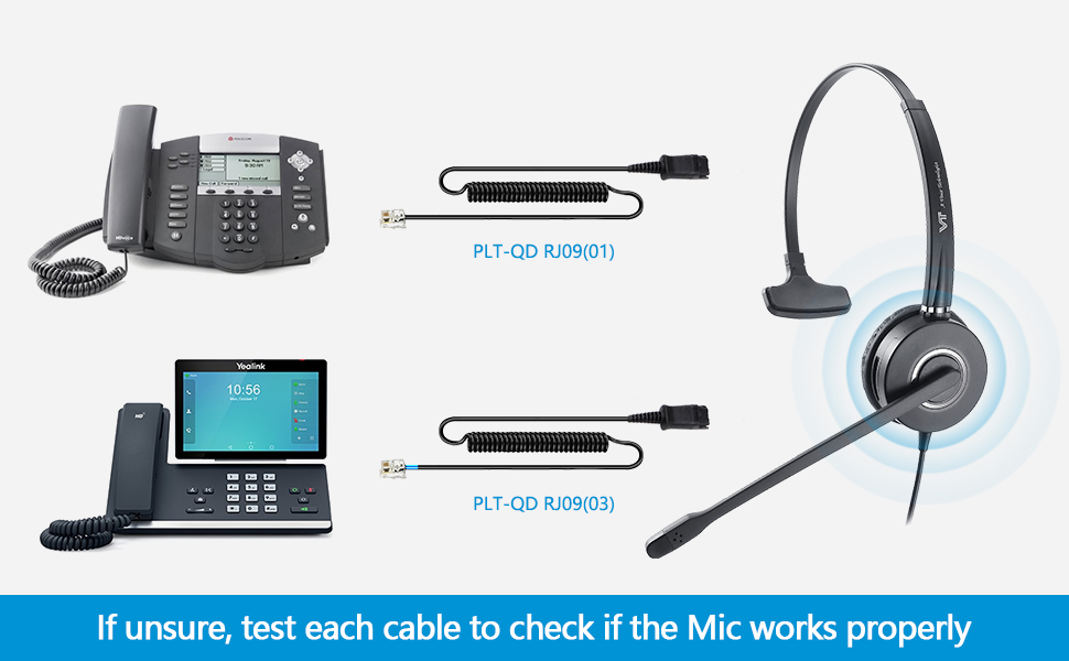VT6932 QD headset with cables for yealink, polycom ip phones