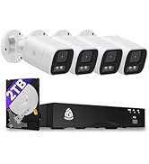 Akinguar Smart 4K 8CH Home Security Camera System, 4pcs Wired PoE IP Cameras Outdoor with Person/...