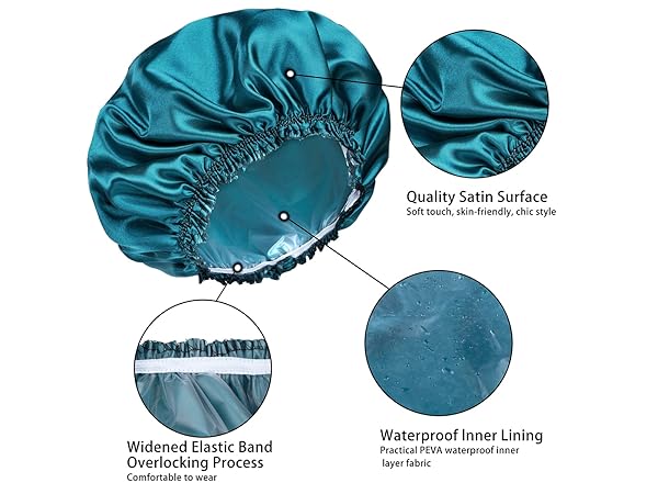 Shower Caps for Women 4PCS Solid Color Bath Caps