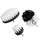 ABN White Power Scrubber Drill Brush Set for 1/4in Drive - 3 Piece Soft Bristle - Tile Cleaner, T...