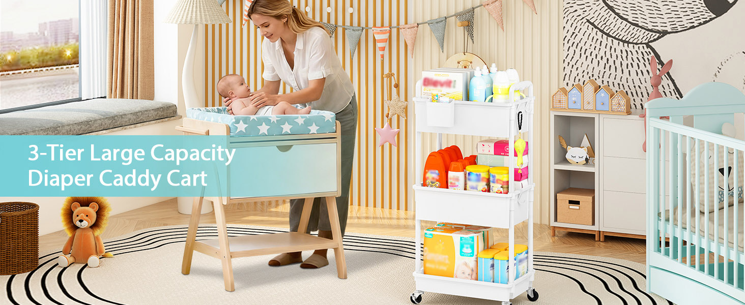 Baby Diaper Caddy Organizer Cart