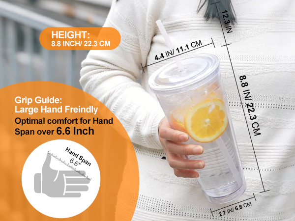 32oz clear double wall tumbler with straw large capacity 600x450