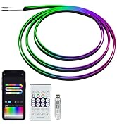 118" Acrylic Interior Car Lights, 0.08in Ultra-Thin Thickness Ambient Lighting Kits with Smart AP...