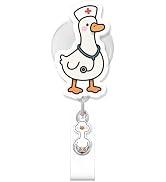 Funny and Cute Duck Badge Reel, White Duck Cute Retractable Nurse Alligator Clip for Women, ID Ba...