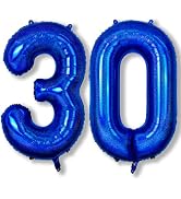 Large Number 30 Balloons, 40 Inch Navy Blue Globos Azul Marino Helium 30 Balloons, Dark Royal Blu...