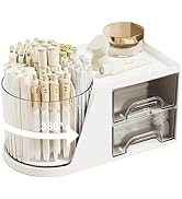 SAYEEC Rotating Desk Organizer with 2 Drawer 6 Slots Multi-Functional Pencil Pen Holder Desktop M...