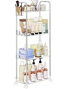 SPACEKEEPER Acrylic Rolling Storage Cart 4 Tier Clear Bathroom Cart Organizer, Transparency Rolli...