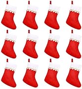 CCINEE 12pcs Felt Christmas Stockings for Christmas Fireplace Hanging Stocking Red Non-Woven Fabr...