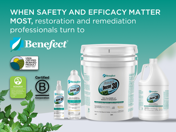 The Benefect Botanical Decon 30 are effective against viruses, and USDA certified biobased product