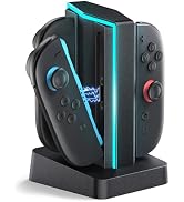 HEIYING Switch Charging Dock for Switch 2 Joy-Con Controllers, Magnetic 4 in 1 Charger Station wi...