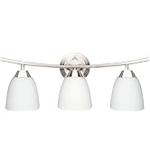 MingBright 3-Light Vanity Light, 22-Inch Wall Sconce Lighting with White Glass Shade, Modern Bath...