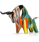 suruim Simple Creative Colorful Bullfight Sculptures Bull Statue Animal Statue Crafts Ornaments H...