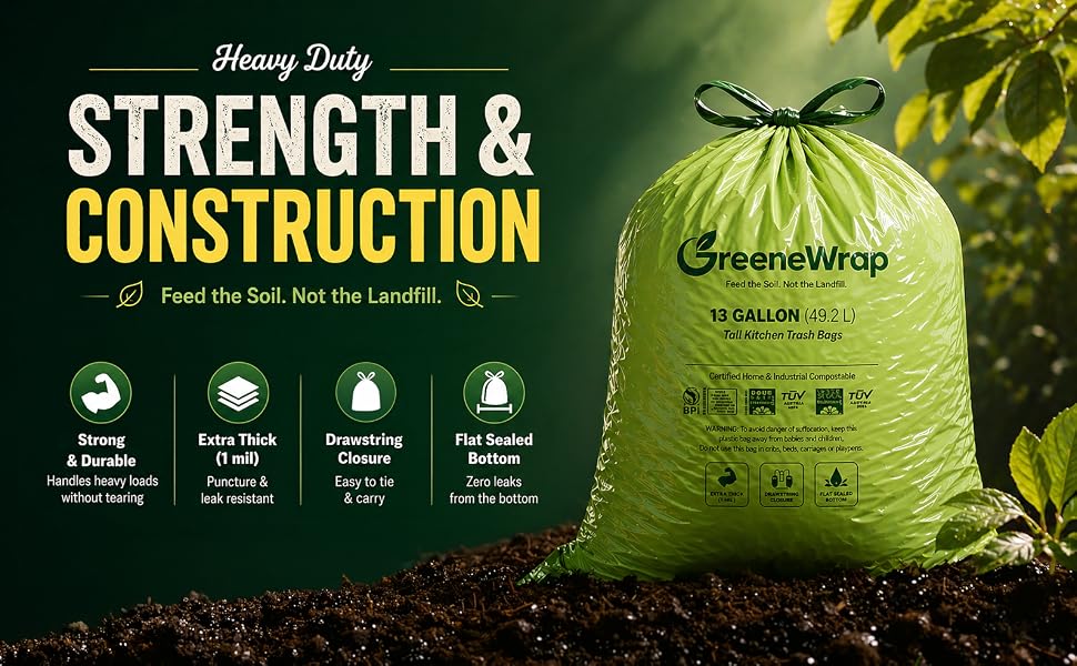 greenewrap compost food scrap bags drawstring 13 gallon compost Bags