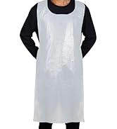hapray Disposable White Plastic Aprons, 46 inches x 28 inches Waterproof Polyethylene for Cooking...