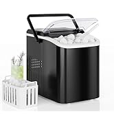 DUMOS Countertop Ice Maker with Handle, 26lbs/24H Portable Ice Machine, 9 Bullet Ice Cubes Ready ...