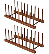 HBlife 4pcs Teak Dish Plate Bowl Cup Book Pot Lid Cutting Board Drying Rack Stand Drainer Storage...