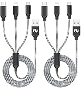 Xnewcable Multi Charging Cable 6ft 2Pack 3 in 1 Charger Cord, Multiple Rapid Nylon Braided Cable ...
