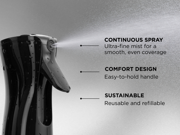 EDGE BOOSTER Spray Mist Bottle with continuous mist comfort handle reusable sustainable design