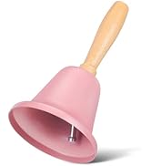 DOITOOL Pink Service Bell : 6. 5cm Christmas Wood Handle Loud Metal Jingle Desk Hand Bells for Do...