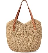 Loiyadn Beach Bags for Women - Straw Bag with Zipper, Soft Woven beach bag, Casual Straw Shoulder...
