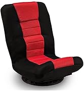 Buymoth Swivel Floor Gaming Chair, Folding Video Reclining Sofa w/6 Adjustable Position, Padded B...