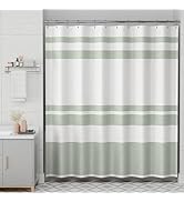 AmazerBath Shower Curtain, Washable Cloth Sage Green Shower Curtain with 12 Shower Curtain Hooks,...
