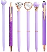 YOXMJDB Personalized Pens for Women, 6 Pcs Purple Pens Ballpoint Pen Bulk, 1.0mm Medium Point Bla...
