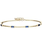 BriLove Dainty Gorgeous 925 Sterling Silver Birthstone Bracelets for Women,Six Emerald Cut Tennis...