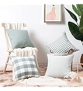 Topfinel Farmhouse Decorative Throw Pillow Covers 18x18inch Set of 4 Spring Green Cushion Case Bu...