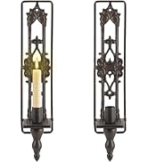 Ironlux Wall Candle Sconces Set of Two, Cast Iron Wall Sconce Candle Holder, Rectangular Candle H...