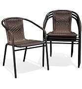 JEAREY Outdoor Patio Rattan Dining Chairs Set of 4, All Weather Stackable Dining Chairs for Lawn,...