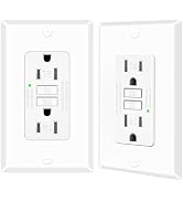 15 Amp GFCI Outlet, Self-Test Ground Fault Protector with LED Indicator, Tamper Resistant GFI Ele...