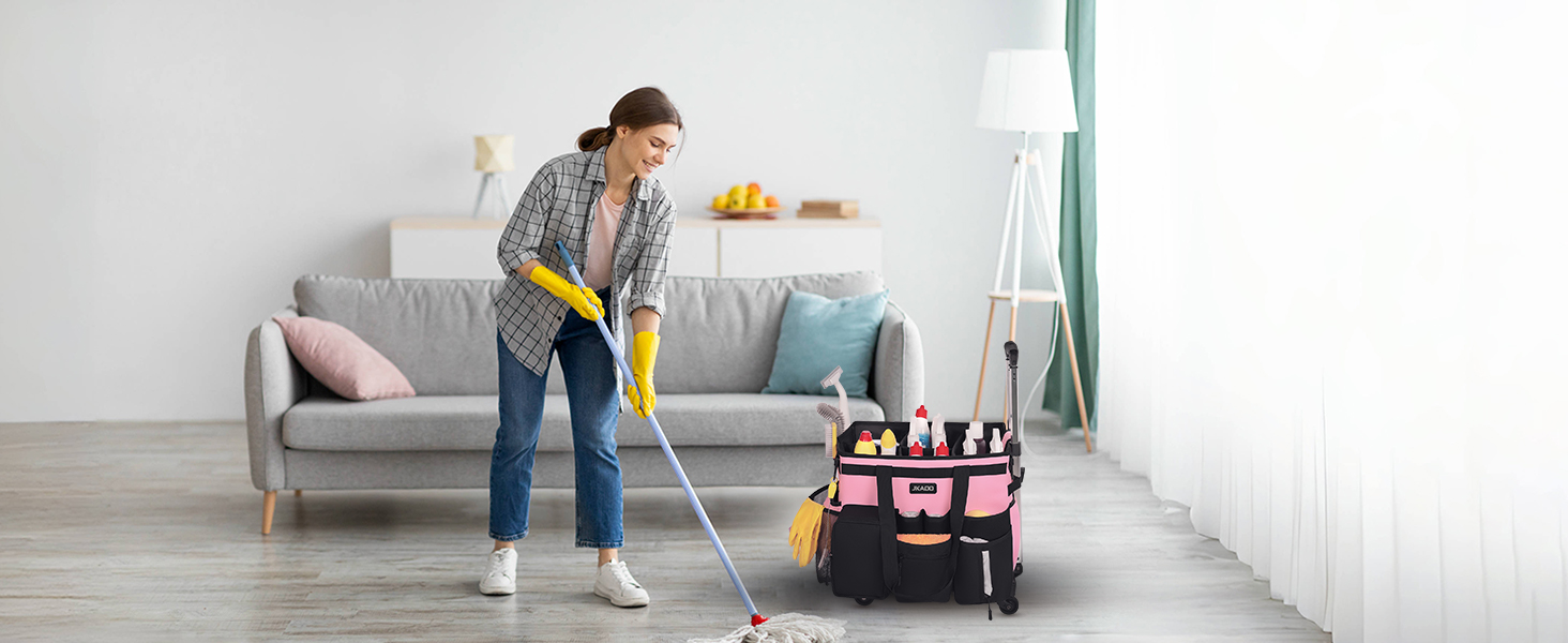 Large Rolling Cleaning Caddy Bag