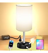 Small Bedside Table Lamp for Bedroom, Touch Nightstand Lamps with USB C + USB Ports and Two 3-Pro...