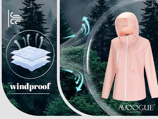 Avoogue Womens Raincoats Sport Windbreaker Jackets