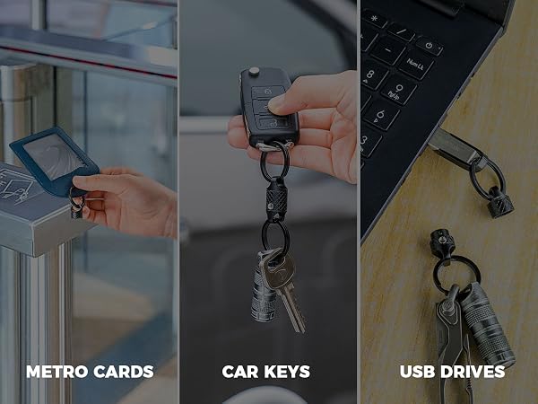 quick connect key ring versatile for Subway Cards, Car Keys & USB Drives