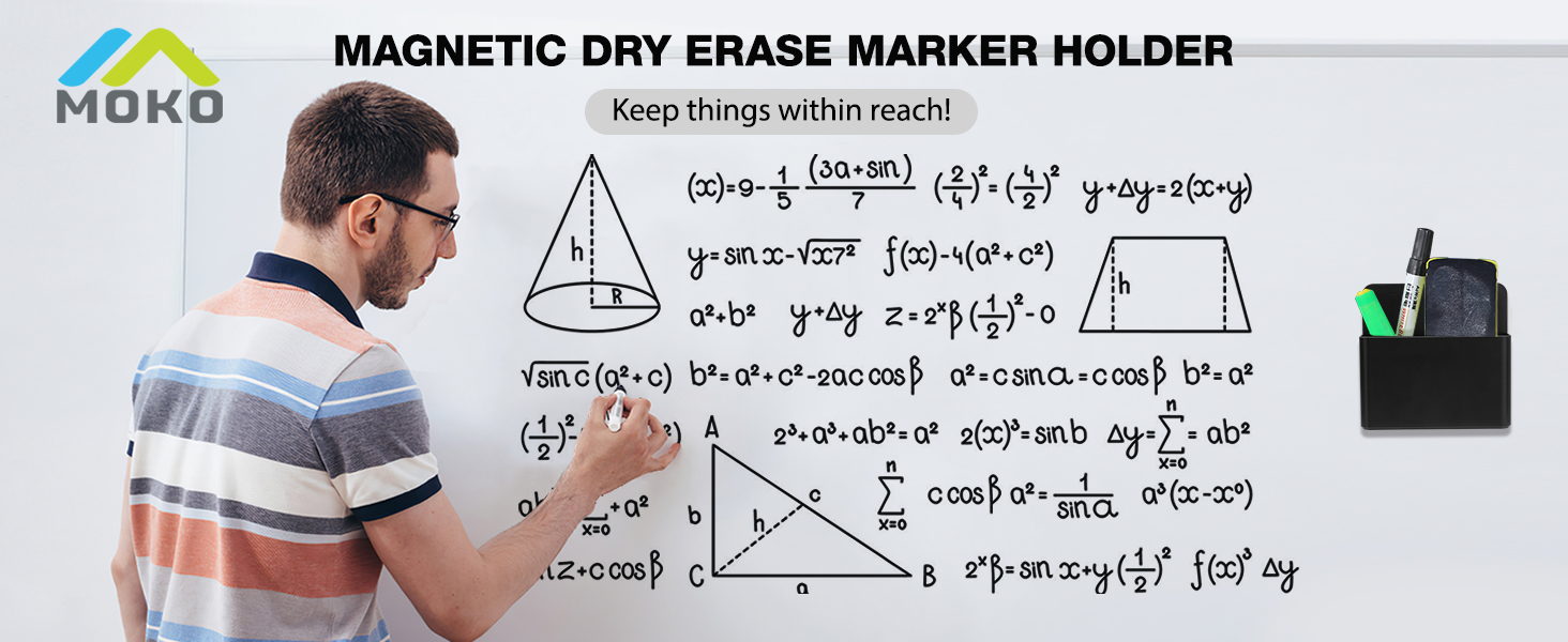 the holder attached to whiteboard holding dry eraser and markers, convenient and orgnized