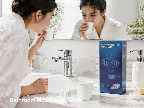 3 oz Bathroom Mouthwash Cups, Leak-Proof Small Paper Cups for Bathroom & Espresso