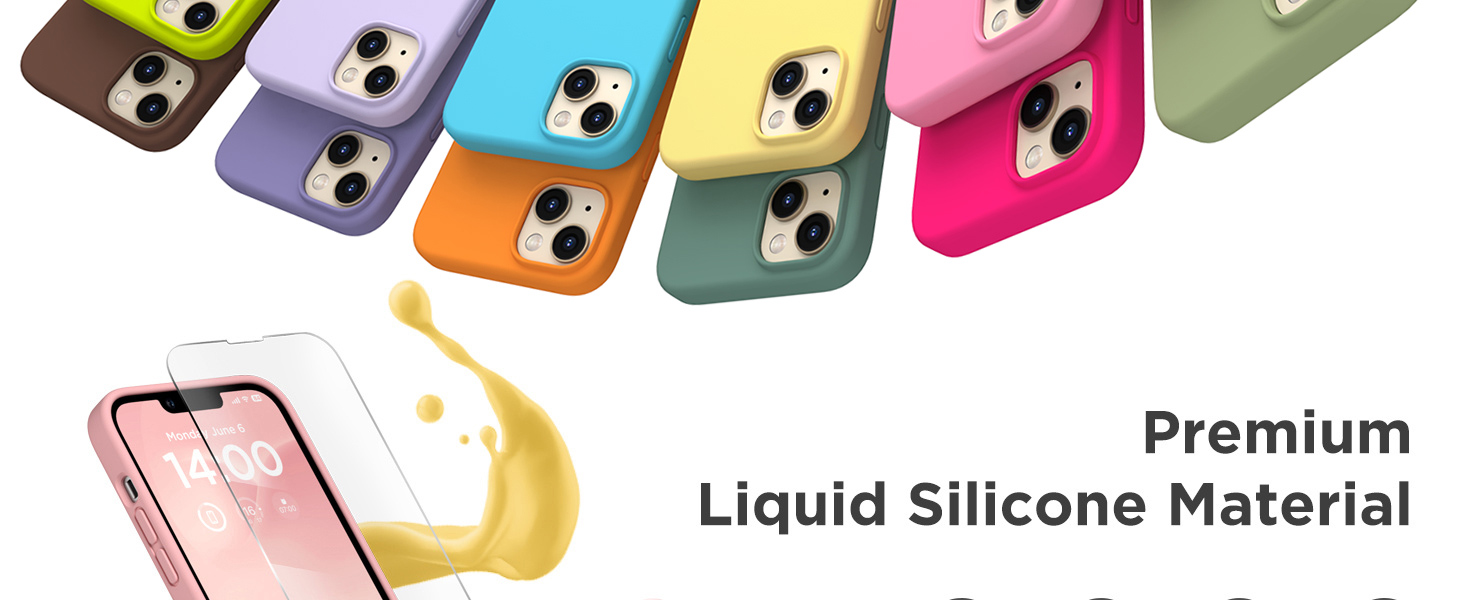 14 plus case, iphone 14 plus silicone case with screen protector