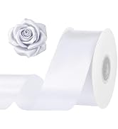 White Ribbon 1-1/2 inch 30 Yards White Satin Ribbon for Flower Bouquet Bow Making Gift Wrapping W...