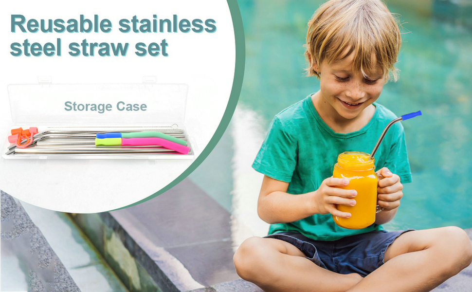 Reusable Stainless Steel Straw Set