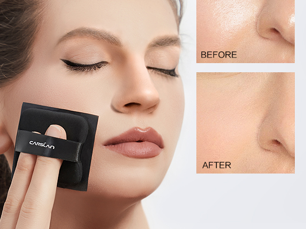 oil blotting sheets, touch-up sheets with mirror, natural plant fiber paper, portable, matte