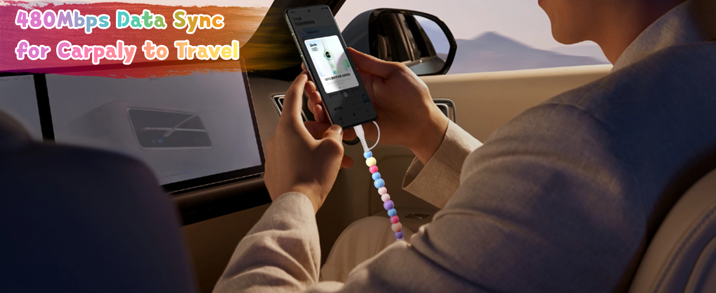 Beaded phone charger for iPhone 16 15 14 13 12 11