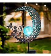 Bshine Moon Solar Light Outdoor Garden Decoration, Moon Fairy Garden Statue Valentine's Day Decor...