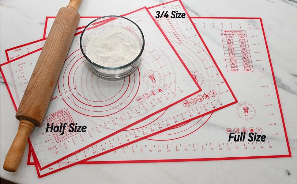3 pastry mats in different sizes