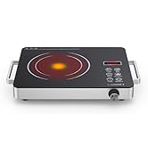 Daoseolo 1800W Portable Electric Stove 4-Hour Timer Electric Heating Plate Surface Touch and Knob...