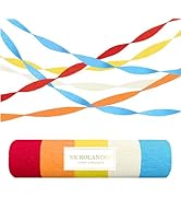 NICROLANDEE 5 Rolls Blue Yellow Red Crepe Paper Streamers Backdrop Decorations for Birthday Party...
