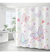 Mightree Bathroom Shower Curtain, Retro Modern Floral Curtains Decor Set, Polyester Fabric Soft B...
