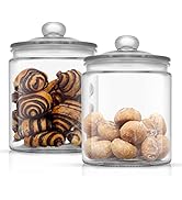 JoyJolt Elegant Cookie Jar. 2 Large Glass Jar With Glass Lid. Cookie Jars for Kitchen Counter wit...
